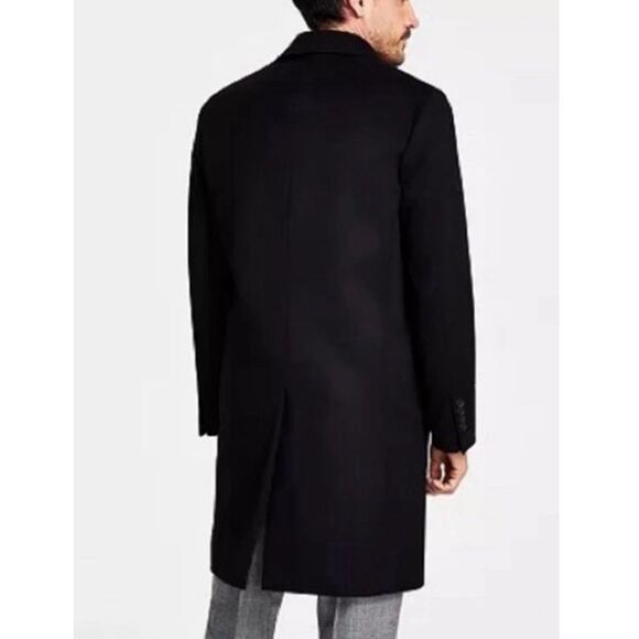 Brooks Brothers Overcoat Men's Size 44R Black Wool Blend Luxury Work Outerwear - Picture 2 of 10